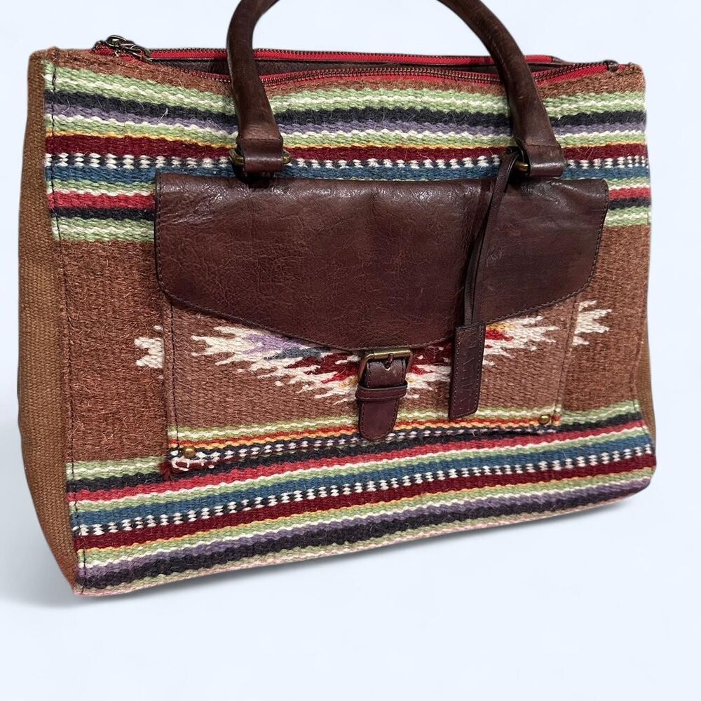 Ariat Southwestern Woven Tote Computer Bag with Leather Trim